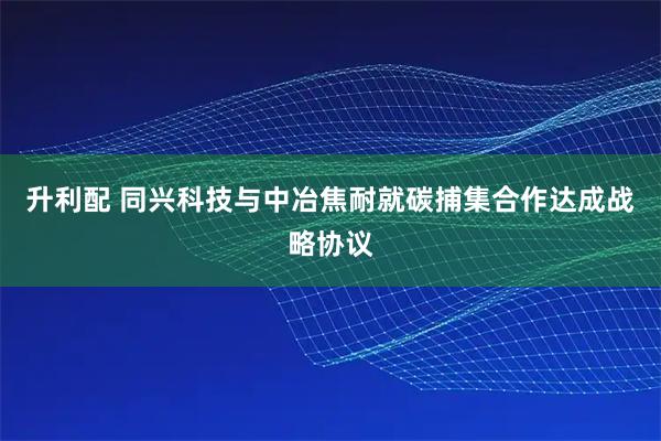 升利配 同兴科技与中冶焦耐就碳捕集合作达成战略协议